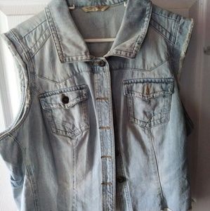 Light Blue acid washed Denim Vest